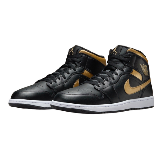 Air Jordan 1 Mid Black Metallic Gold